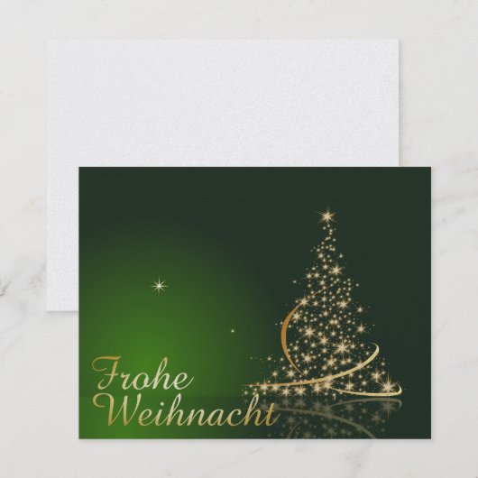 Weihnachtsmotiv mit goldenem Weihnachtsbaum 招待状 (正面/裏面)