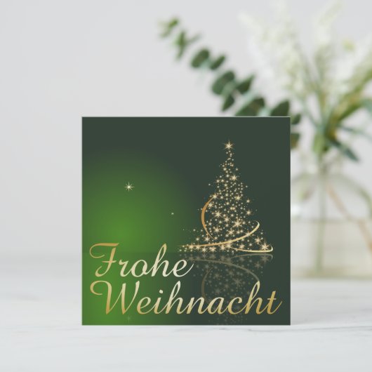 Weihnachtsmotiv mit goldenem Weihnachtsbaum 招待状 (スタンド正面)
