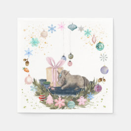 Weihnachtsmotiv Servietten mit Pferdebild スタンダードカクテルナプキン