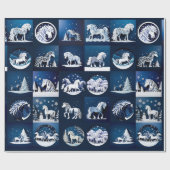 Weihnachtspferde in Blau ラッピングペーパー (フラット)