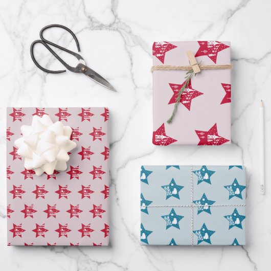 Weihnachtsstern mit muster Packpapier Blatt ラッピングペーパーシート (正面)