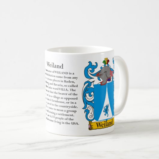 Weiland家族の紋章付き外衣およびの意味 コーヒーマグカップ (正面右)