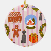 Weim decoration with xmas decorations on pink  セラミックオーナメント (裏面)