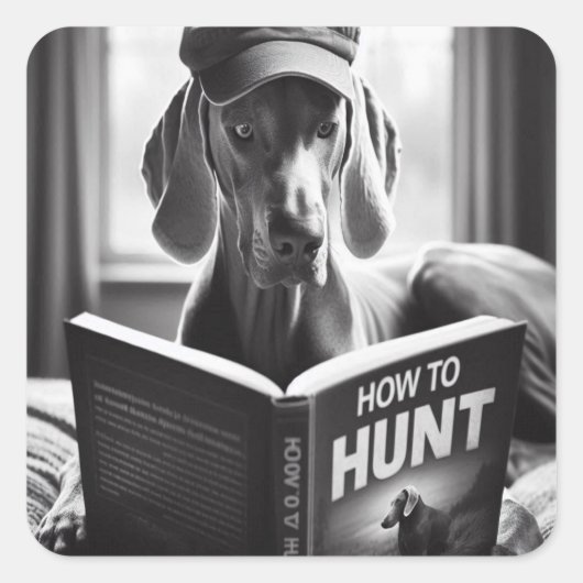 Weimaranerおもしろいの読狩り方法についての本 スクエアシール (正面)