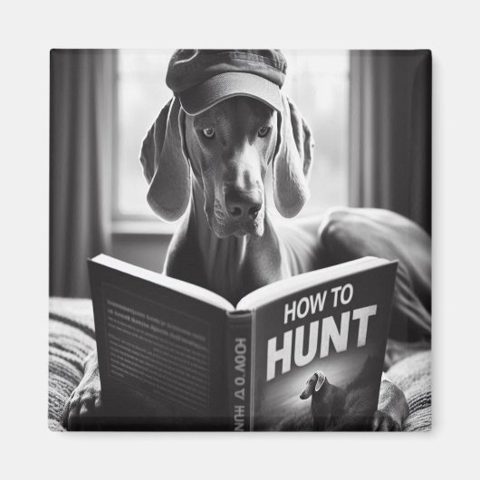 Weimaranerおもしろいの読狩り方法についての本 マグネット (正面)