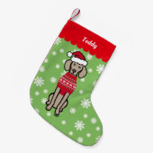 Weimaranerのクリスマスのサンタのパーソナライズな帽子 スモールクリスマスストッキング (正面 (吊り時))