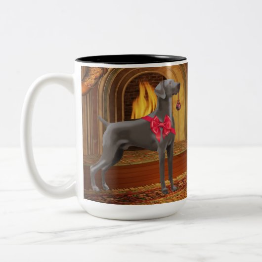 Weimaranerのクリスマスのマグ ツートーンマグカップ (左)