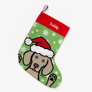 Weimaranerのパーソナライズなクリスマスサンタクロース スモールクリスマスストッキング
