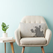 WEIMARANERのブロックプリントの暗灰色のLUMBARの枕 ランバークッション (椅子)