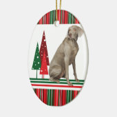 Weimaranerのレトロのクリスマスのオーナメント セラミックオーナメント (左)