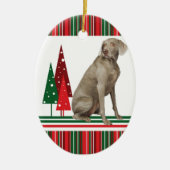 Weimaranerのレトロのクリスマスのオーナメント セラミックオーナメント (正面)