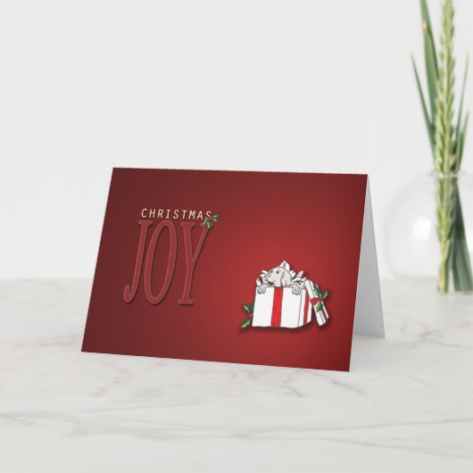 Weimaranerの子犬のクリスマス シーズンカード (正面)