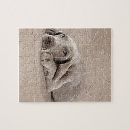 Weimaranerの子犬 ジグソーパズル (横)