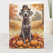 Weimaranerの紅葉感謝祭アート カード (正面)