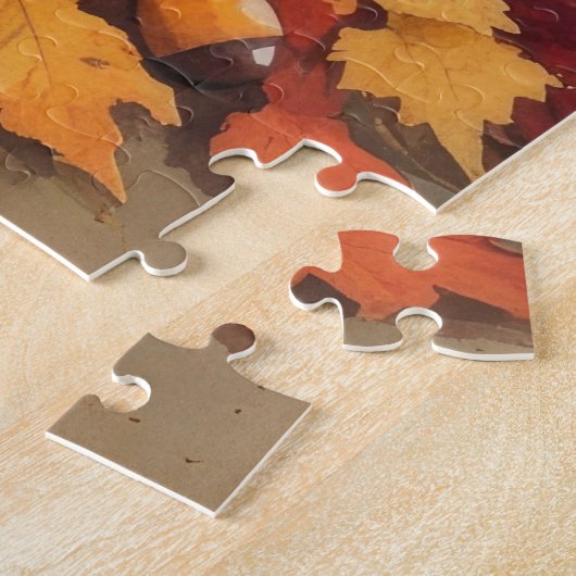 Weimaranerの紅葉感謝祭アート ジグソーパズル (側面)