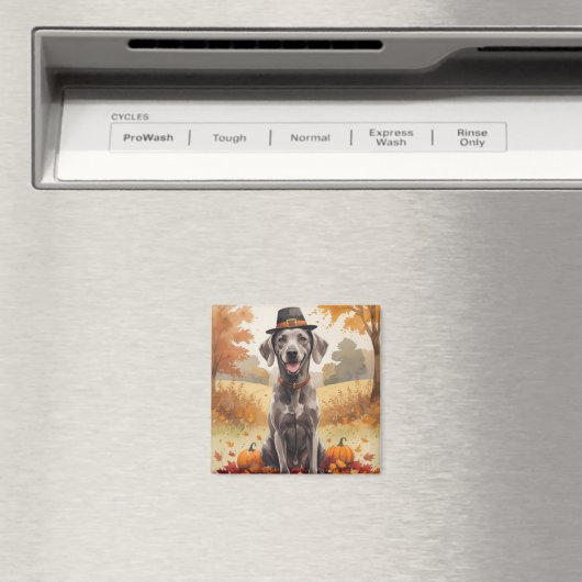Weimaranerの紅葉感謝祭アート マグネット (インサイチュ (食洗機))