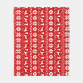 Weimaranerはクリスマスパターン赤のシルエットを描きます フリースブランケット (正面)