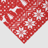 Weimaranerはクリスマスパターン赤のシルエットを描きます 薄葉紙 (詳細)