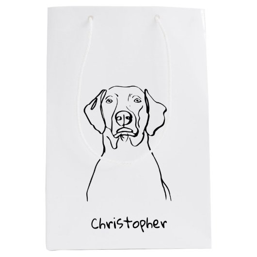 Weimaranerスタイリッシュ:あなたのテキスト、あなたのスタイル ミディアムペーパーバッグ (正面)