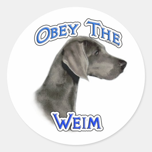 Weimaranerステッカーに従う ラウンドシール (正面)