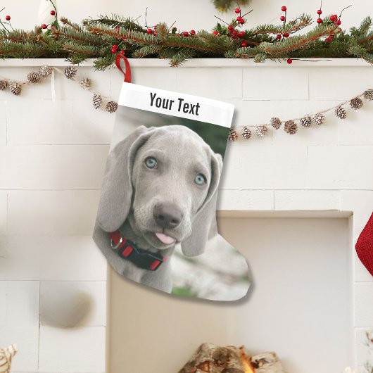 Weimaranerパーソナライズされた犬の写真と犬の名前 スモールクリスマスストッキング