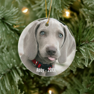 Weimaranerパーソナライズされた犬の写真と犬の名前 セラミックオーナメント