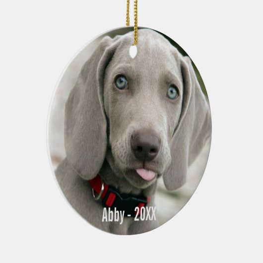 Weimaranerパーソナライズされた犬の写真と犬の名前 セラミックオーナメント (右)