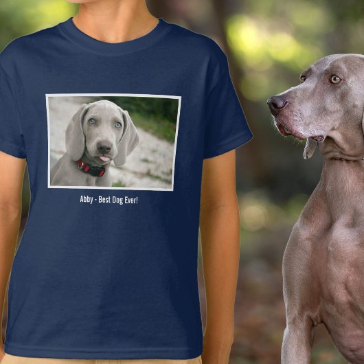 Weimaranerパーソナライズされた犬の写真と犬の名前 Tシャツ