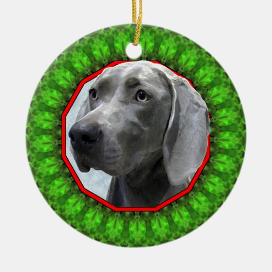 Weimaraner幸せなHowliday セラミックオーナメント (正面)