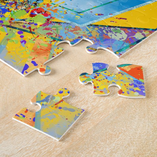 Weimaraner犬の抽象芸術の混合メディア ジグソーパズル (側面)