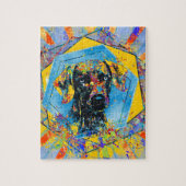 Weimaraner犬の抽象芸術の混合メディア ジグソーパズル (縦)