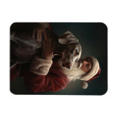Weimaraner とサンタクロースのクリスマス マグネット (横)