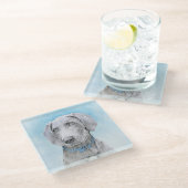 Weimaraner 絵画's – かわいいオリジナルドッグアート ガラスコースター (アングル)