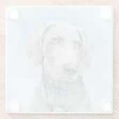 Weimaraner 絵画's – かわいいオリジナルドッグアート ガラスコースター (裏面)