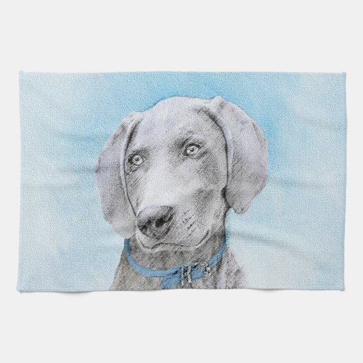 Weimaraner 絵画's – かわいいオリジナルドッグアート キッチンタオル (横)