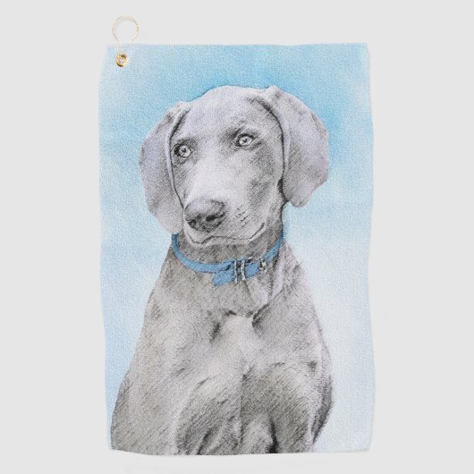 Weimaraner 絵画's – かわいいオリジナルドッグアート ゴルフタオル (正面)