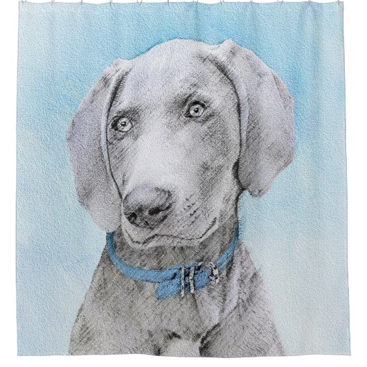 Weimaraner 絵画's – かわいいオリジナルドッグアート シャワーカーテン (正面)