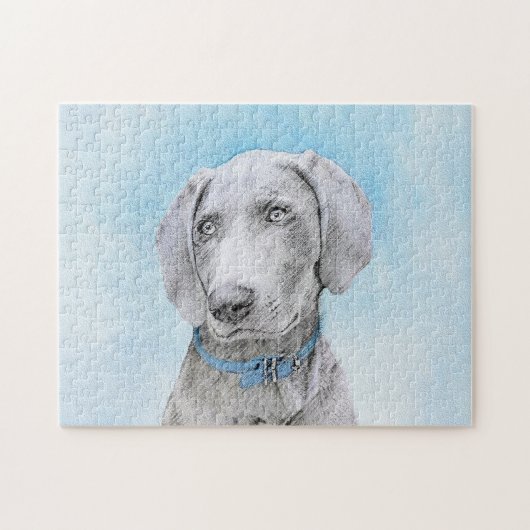 Weimaraner 絵画's – かわいいオリジナルドッグアート ジグソーパズル (横)