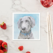 Weimaraner 絵画's – かわいいオリジナルドッグアート スタンダードカクテルナプキン (インサイチュ)