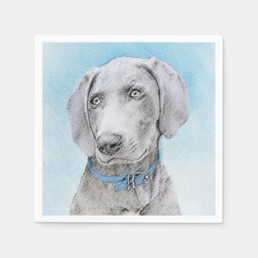 Weimaraner 絵画's – かわいいオリジナルドッグアート スタンダードカクテルナプキン (正面)