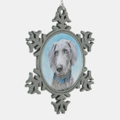 Weimaraner 絵画's – かわいいオリジナルドッグアート スノーフレークピューターオーナメント (左)