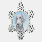 Weimaraner 絵画's – かわいいオリジナルドッグアート スノーフレークピューターオーナメント (右)