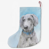 Weimaraner 絵画's – かわいいオリジナルドッグアート スモールクリスマスストッキング (裏面)