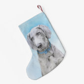 Weimaraner 絵画's – かわいいオリジナルドッグアート スモールクリスマスストッキング (裏面 (吊り時))