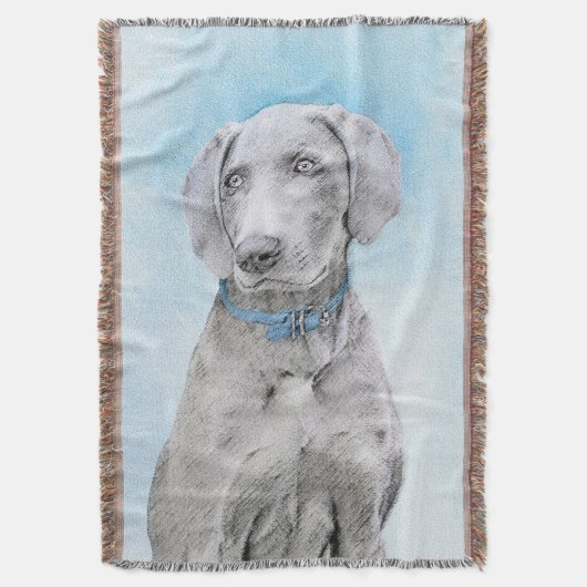 Weimaraner 絵画's – かわいいオリジナルドッグアート スローブランケット (正面縦)
