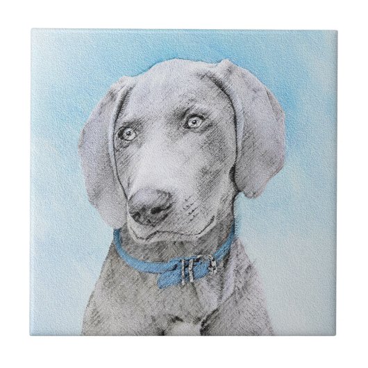 Weimaraner 絵画's – かわいいオリジナルドッグアート タイル (正面)