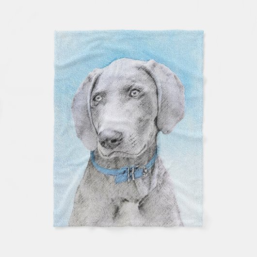 Weimaraner 絵画's – かわいいオリジナルドッグアート フリースブランケット (正面)