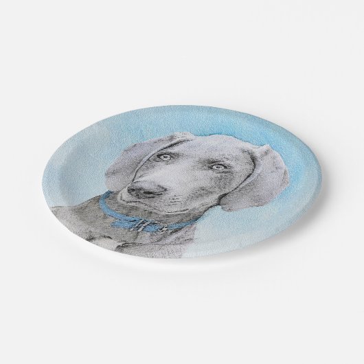 Weimaraner 絵画's – かわいいオリジナルドッグアート ペーパープレート (アングル)