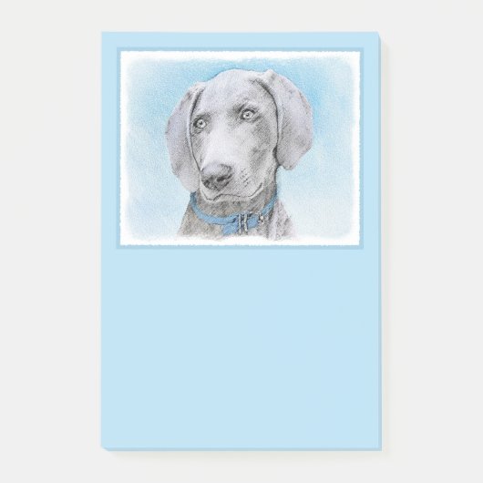 Weimaraner 絵画's – かわいいオリジナルドッグアート ポストイット (正面)
