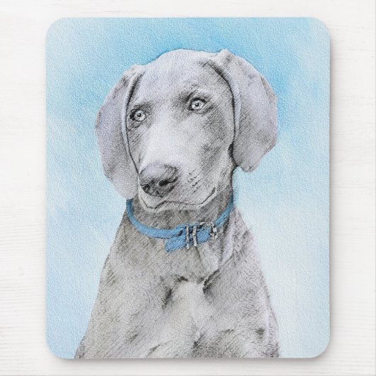 Weimaraner 絵画's – かわいいオリジナルドッグアート マウスパッド (正面)